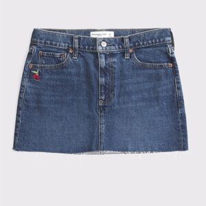 Abercrombie & Fitch Blue Denim Mini Skirt with Cherry Detail